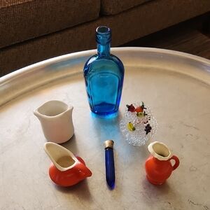 6 Piece Glass, Pottery Vintage Containers And Decor.